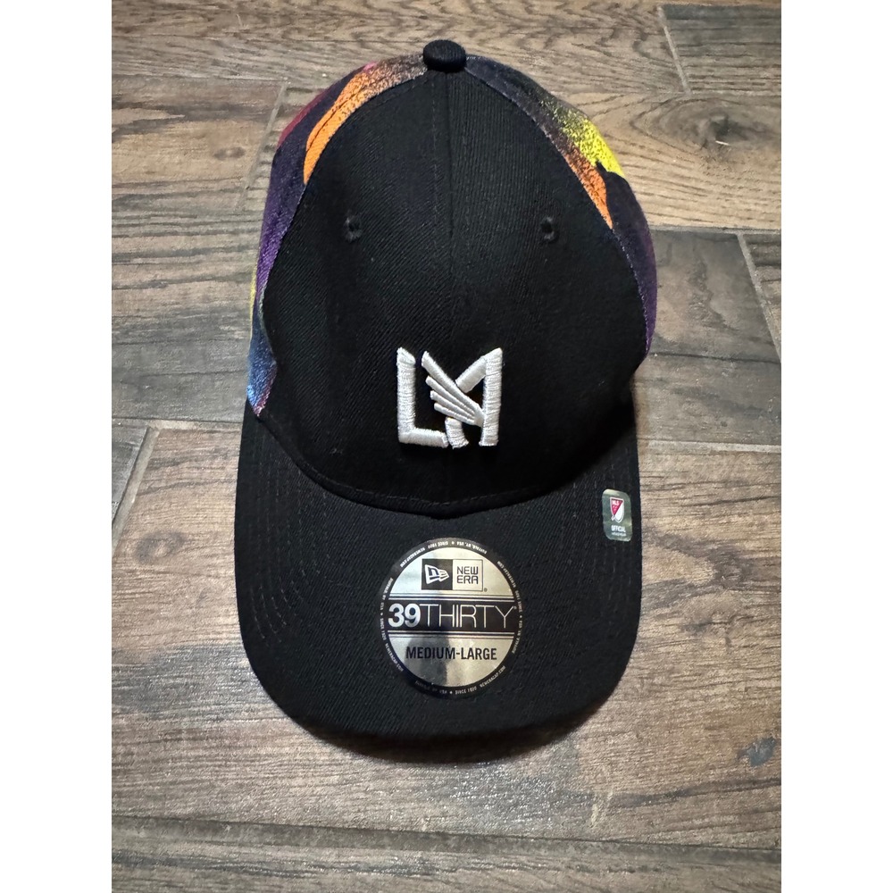 New Era 39THIRTY LAFC MLS Pride Hat Black Multi Color Stretch Fit Medium-Large